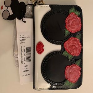 Alice and Olivia Iconic Face Wallet with Roses New with Tag